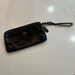 Genuine Coach Black Leather Wristlet